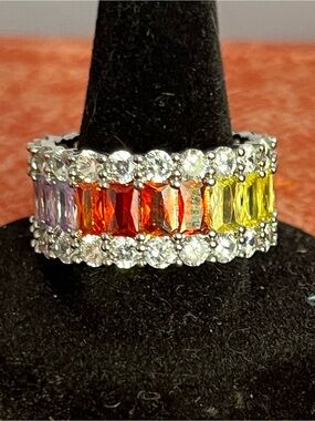 Multicolor Baguette & Round AAA CZ Eternity Ring - DAZZLING SZ9
